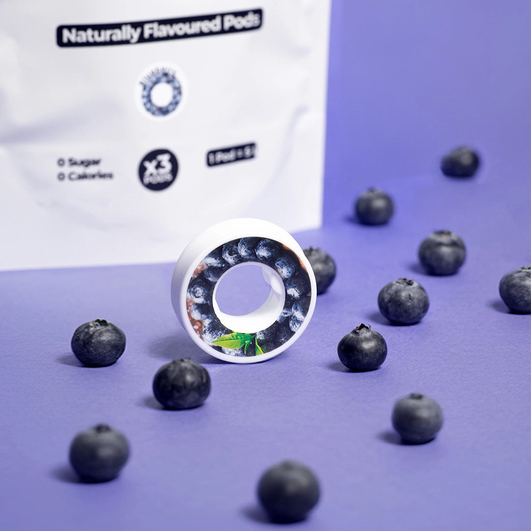 Blueberry flavor pod with blueberries