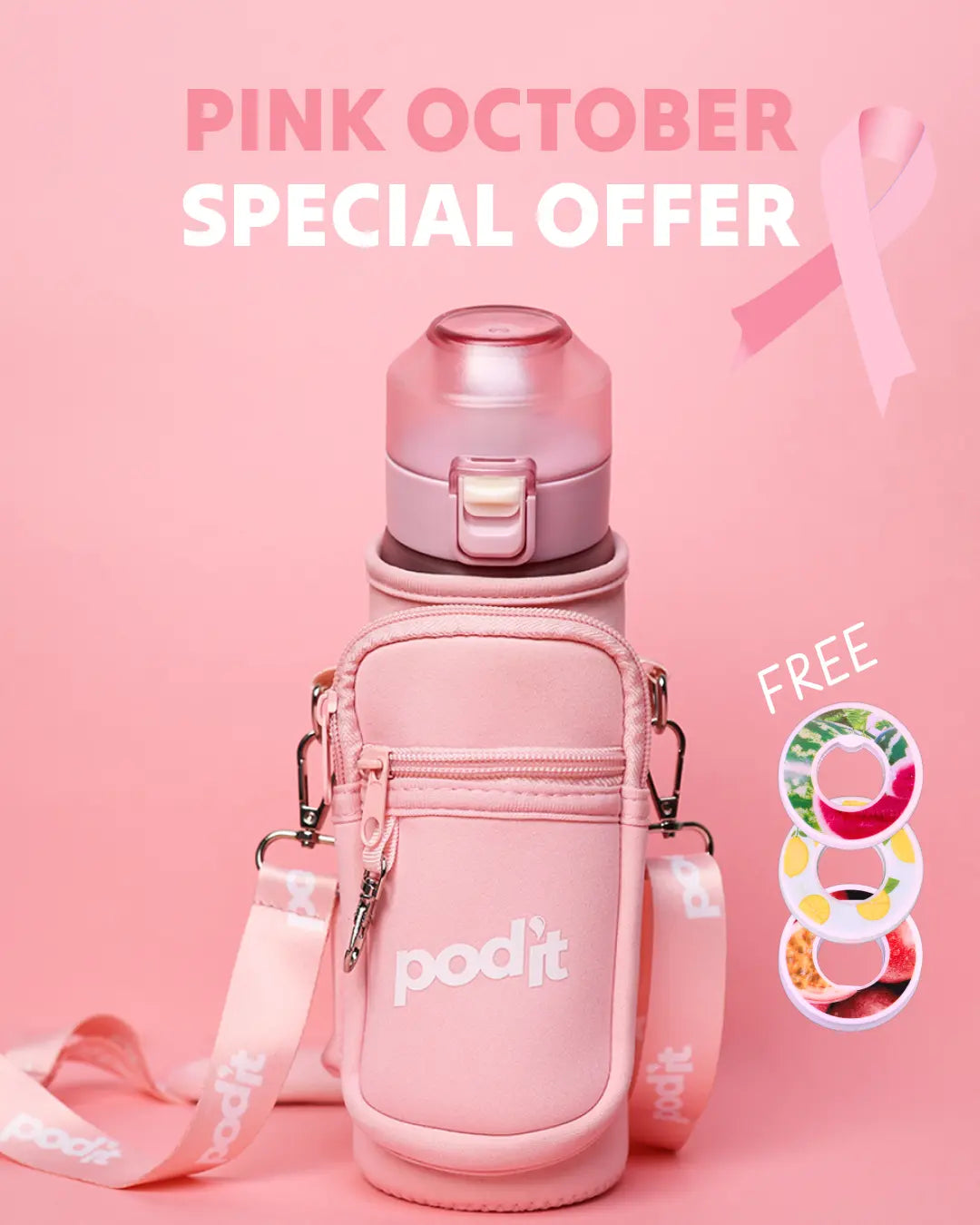 Podit Frozen Pink Flavored Water Bottle (Pink October Bundle Offer)