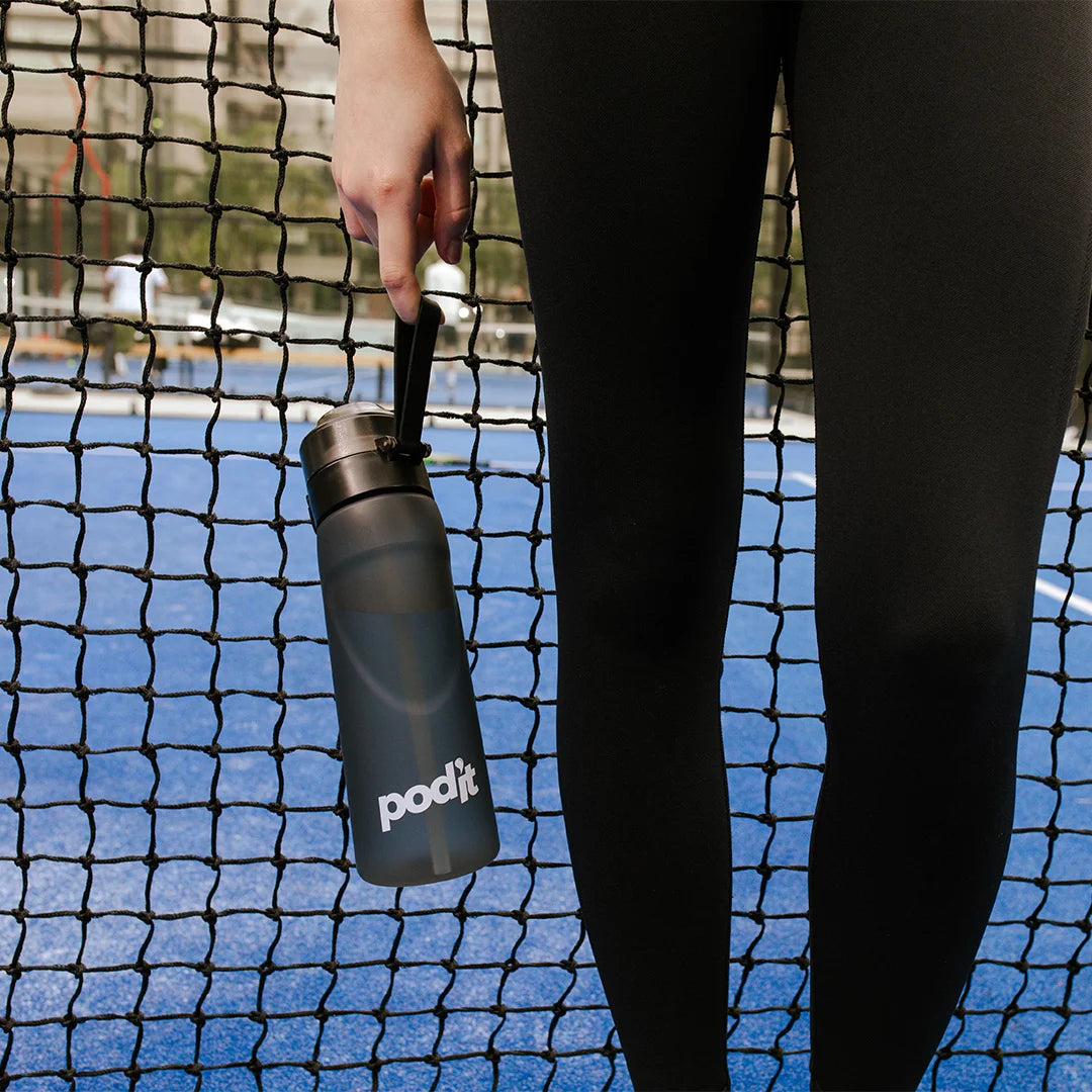 Podit Water Bottle | Frozen Black | 650 ml + 3 Orange Pods